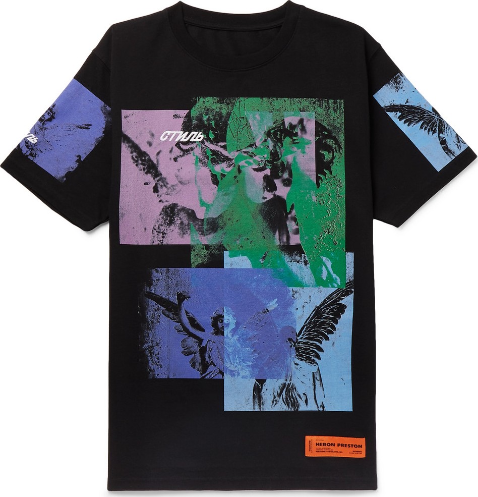 Heron Preston Embroidered Printed Cotton-Jersey T-Shirt