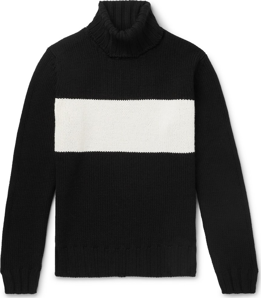 Lardini Slim-Fit Striped Wool Rollneck Sweater