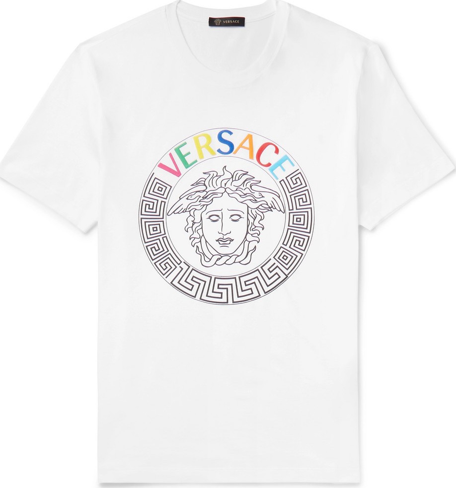 Versace Slim-Fit Logo-Embroidered Printed Cotton-Jersey T-Shirt