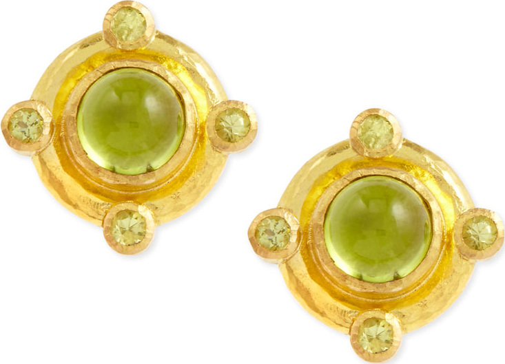 Elizabeth Locke 19k Gold Peridot Stud Earrings