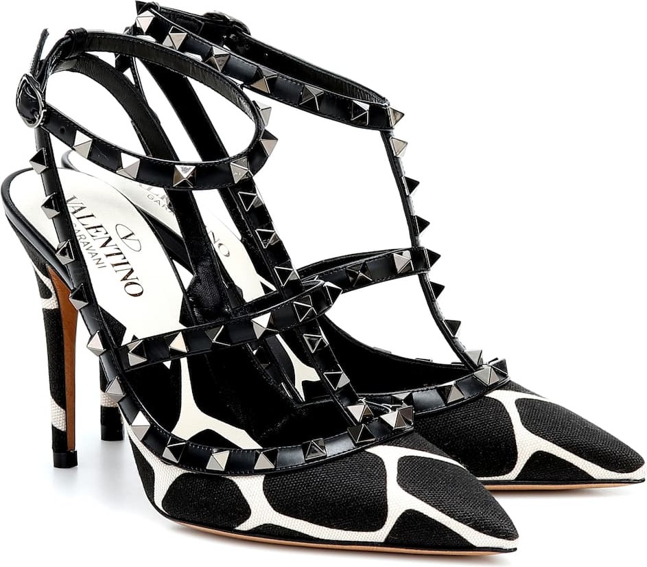 Valentino Valentino Garavani Rockstud animal-print canvas pumps