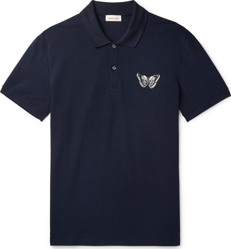 Alexander McQueen Embroidered Cotton-Piqué Polo Shirt
