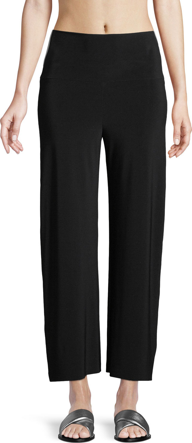 Norma Kamali Cropped Side-Stripe Straight-Leg Pants