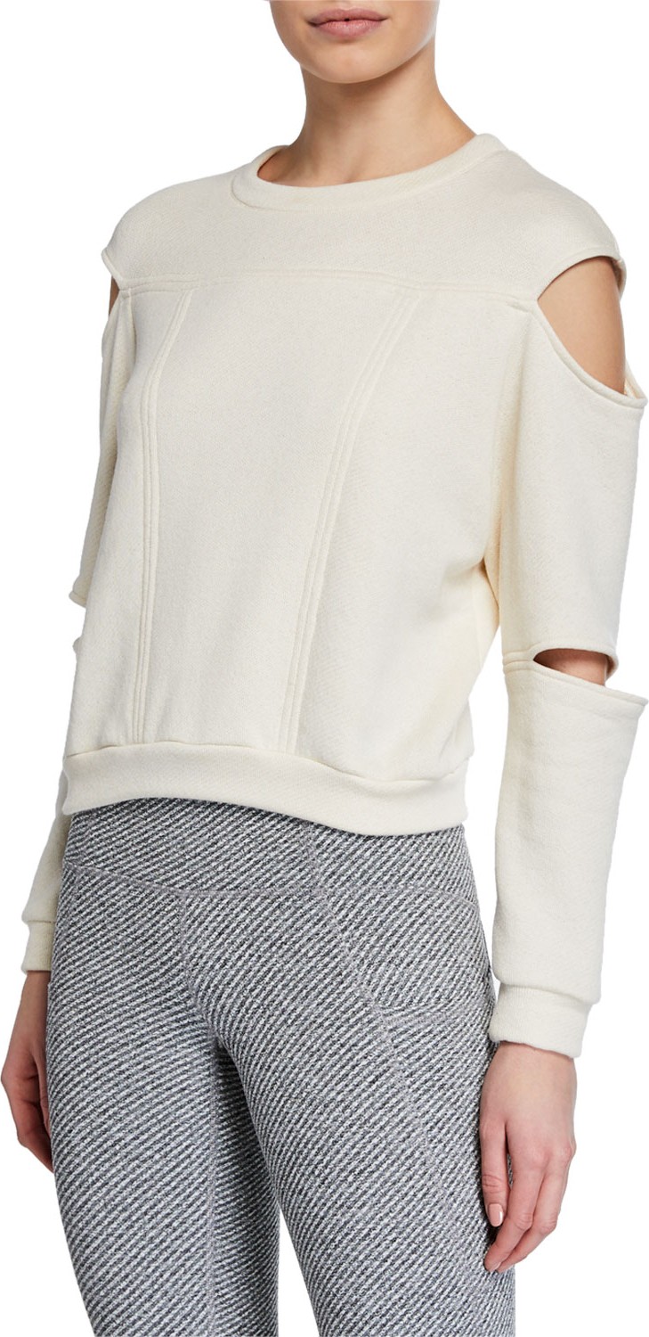 Cushnie Slit-Sleeve Crewneck Sweatshirt