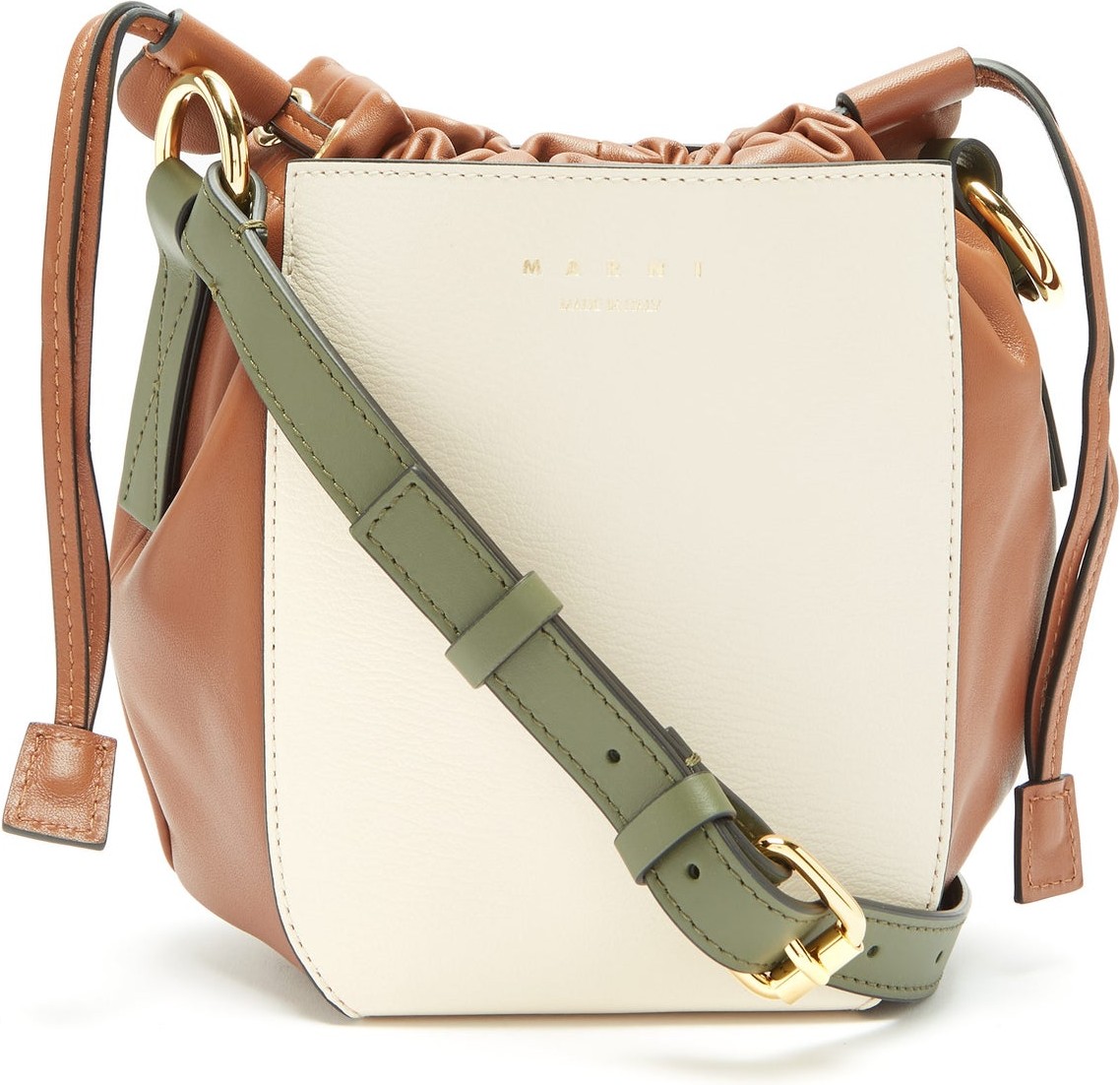 Marni Leather drawstring bucket bag