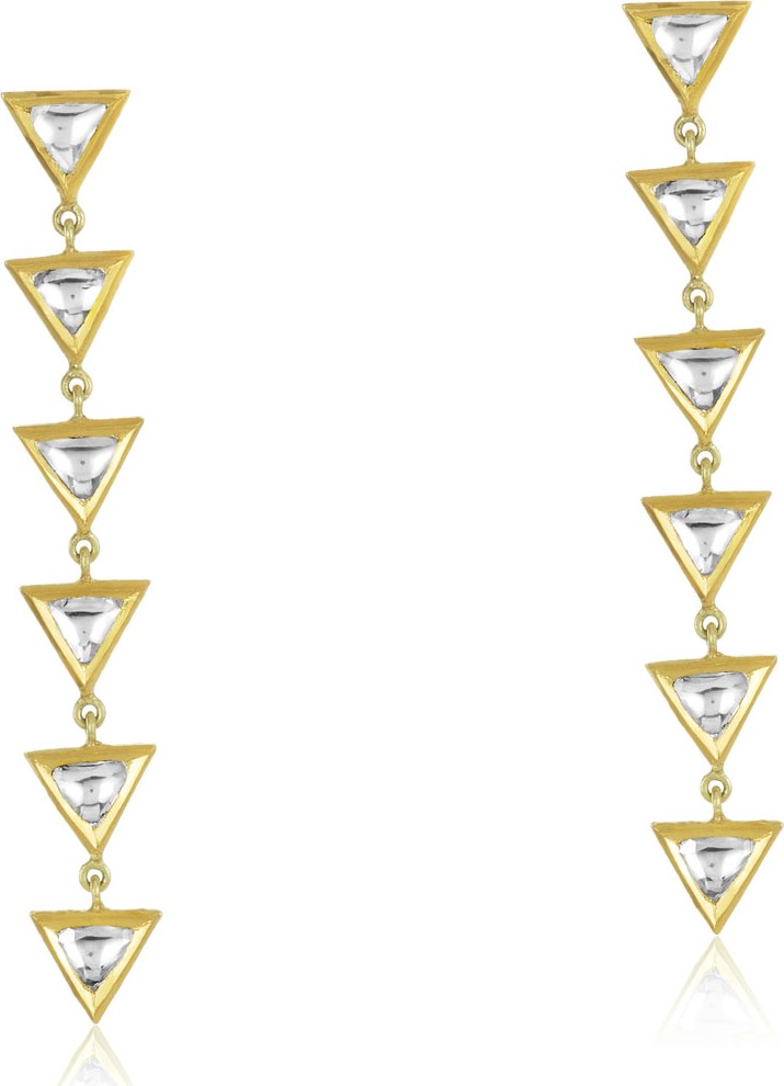 Legend Amrapali Kundan Vintage Triangle Diamond Drop Earrings