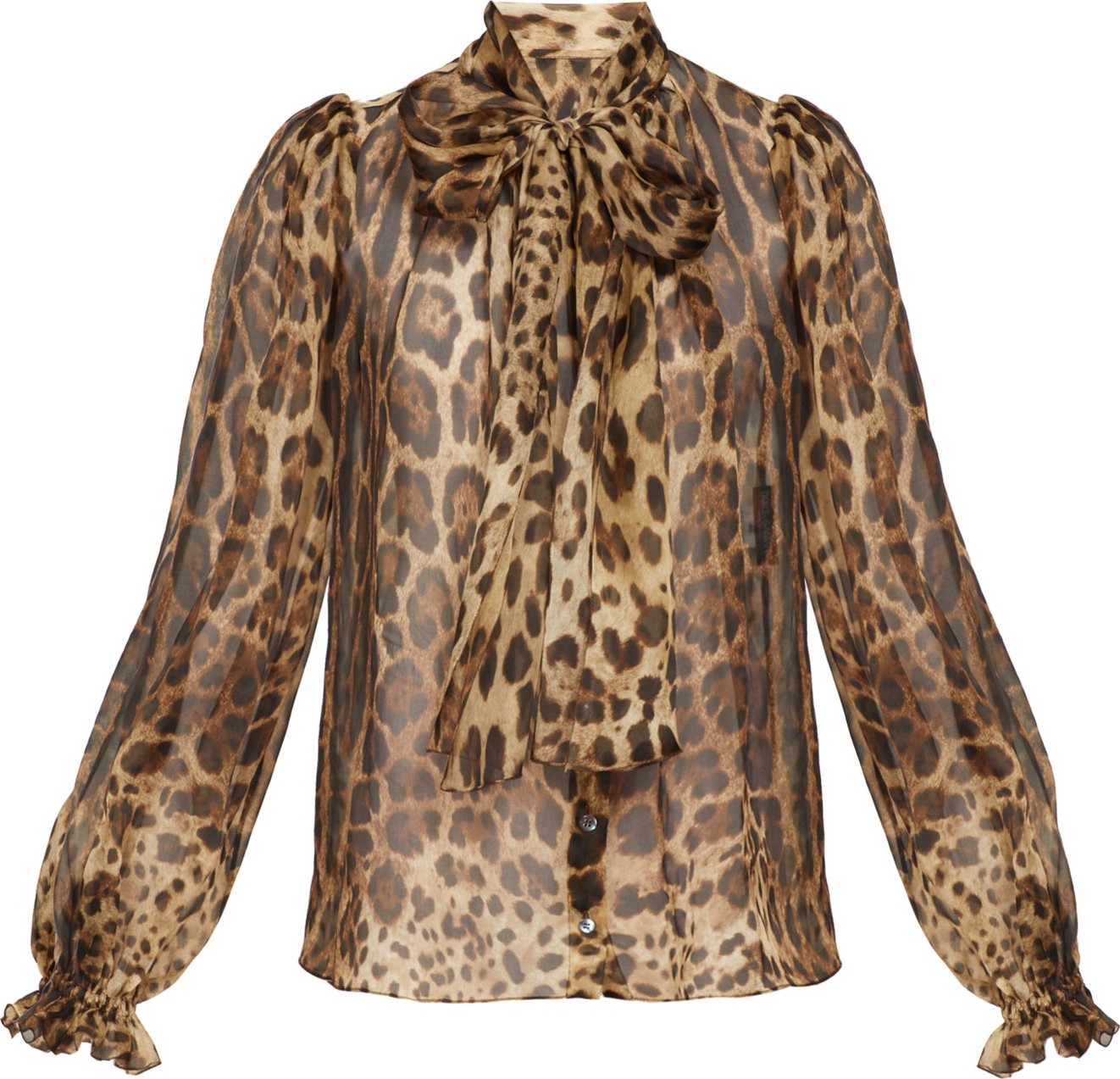 Dolce & Gabbana Pussy-bow leopard-print chiffon blouse