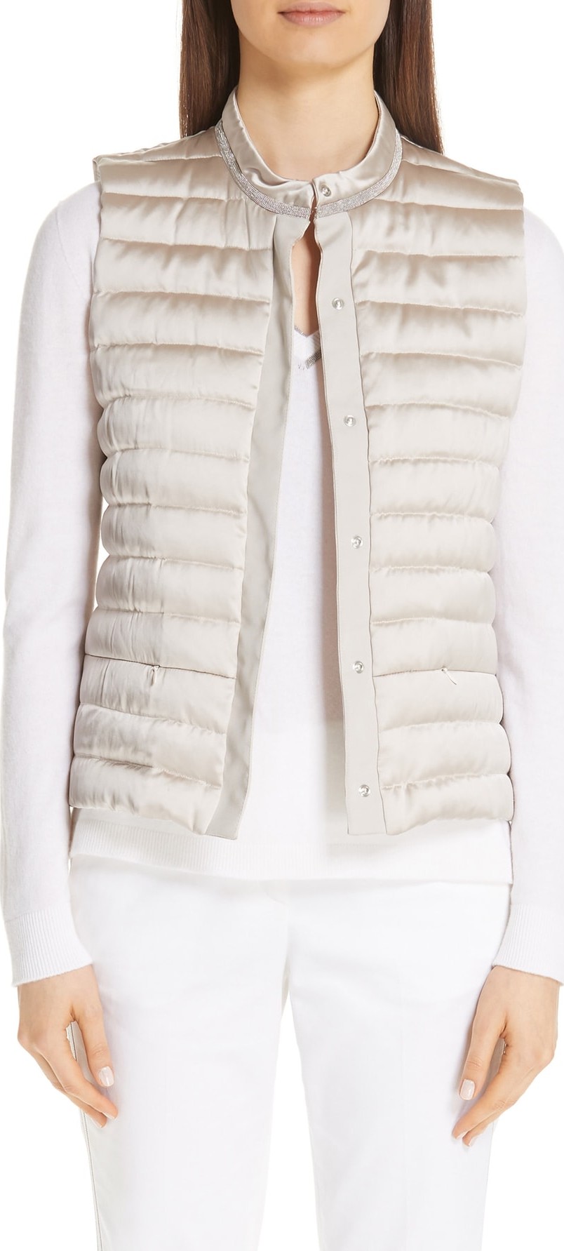 Fabiana Filippi Quilted Satin Vest Front