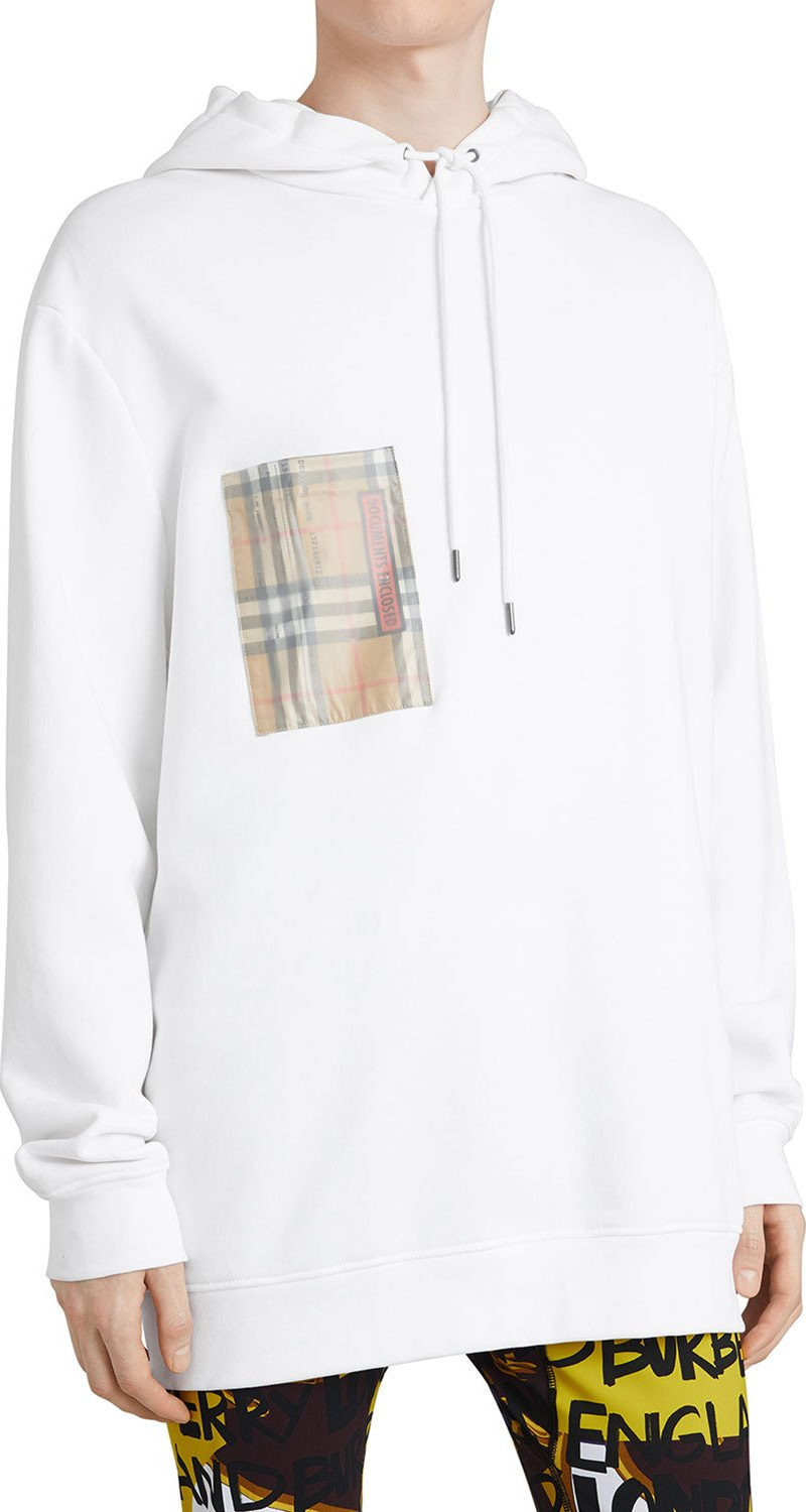Burberry London England Men's Check-Patch Jersey Hoodie