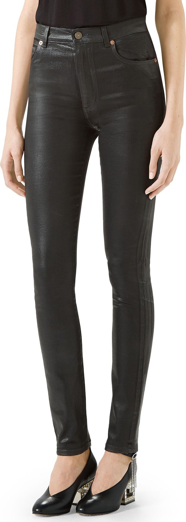 Gucci Coated Denim Skinny Jeans