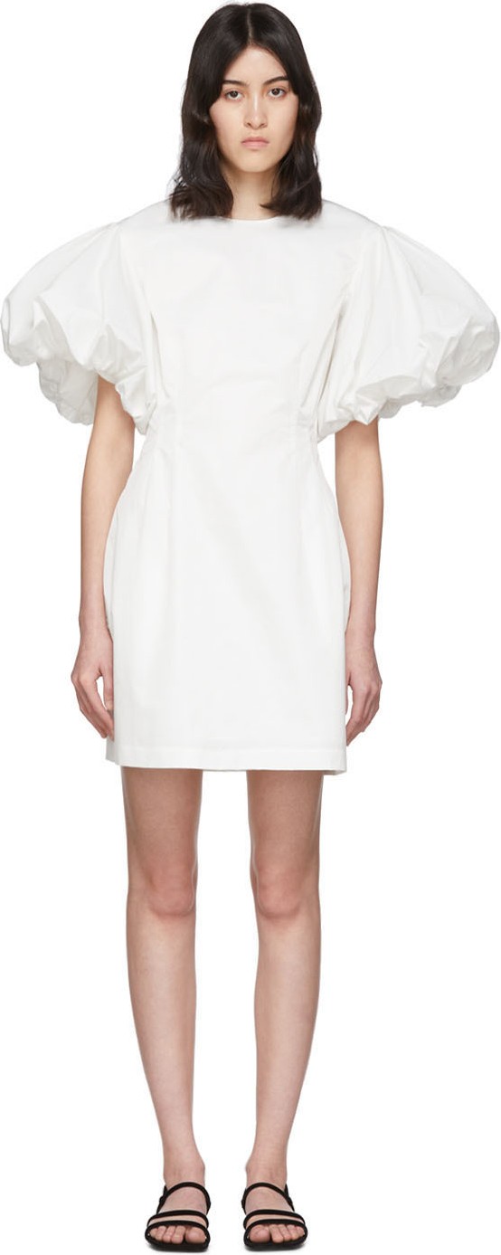 EDIT White Balloon Sleeve Short Dress