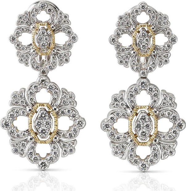 Buccellati Opera 18k Pave Diamond Double-Drop Earrings