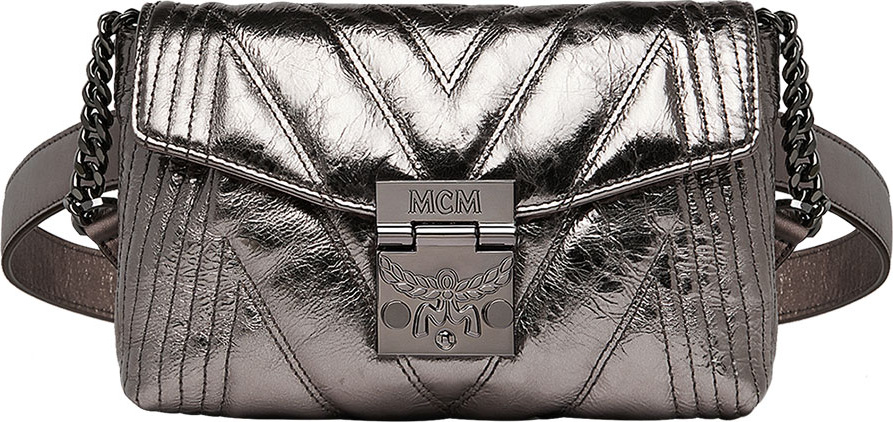 MCM Patricia Quilted Metallic Leather Belt/Crossbody Bag