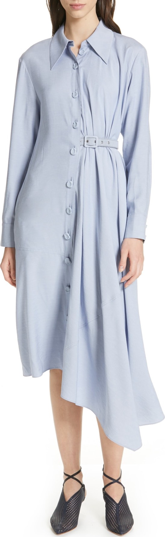 Tibi Asymmetrical Chambray Shirtdress