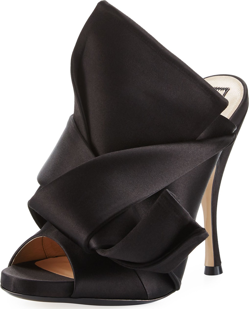 Nº21 Pleated Satin 100mm Mule Sandals