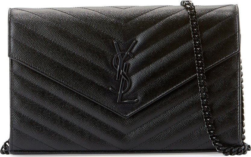 Saint Laurent Monogram YSL Matelassé Leather Wallet-on-Chain