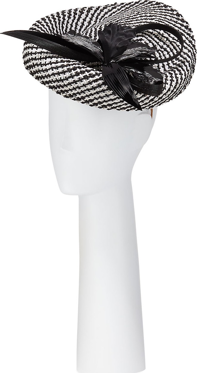 Jane Taylor Woven Disc Hat w/ Flower & Buntal Trim