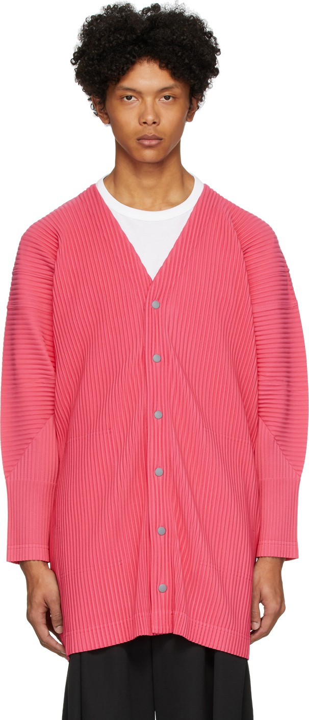 Homme Plissé Issey Miyake Pink Basics Cardigan