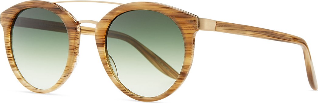 Barton Perreira Dalziel Round Sunglasses with Metal Bar  Horn