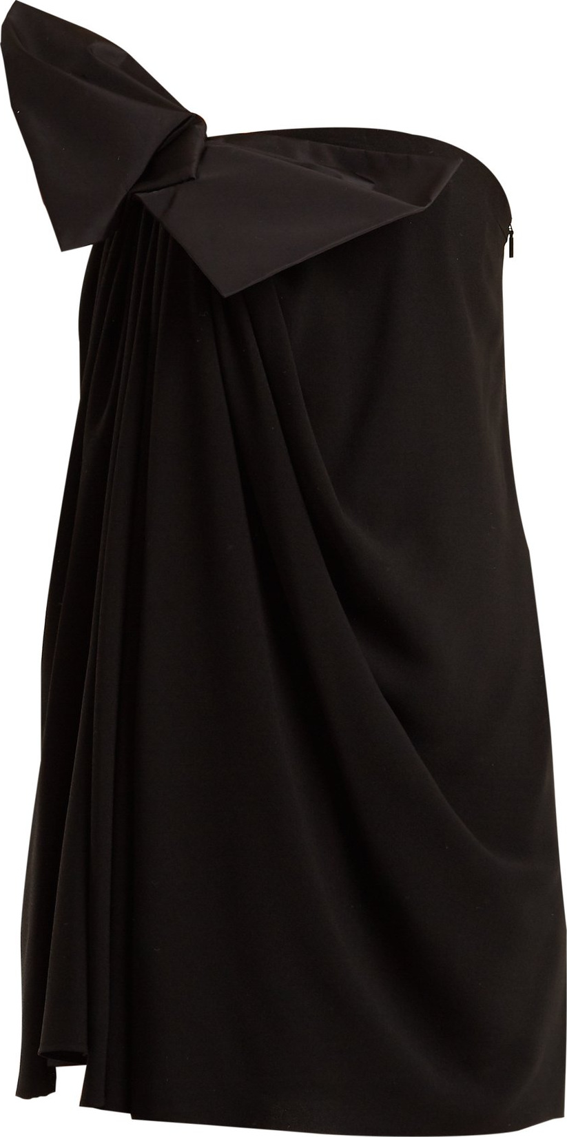 Saint Laurent Bow-embellished strapless crepe dress