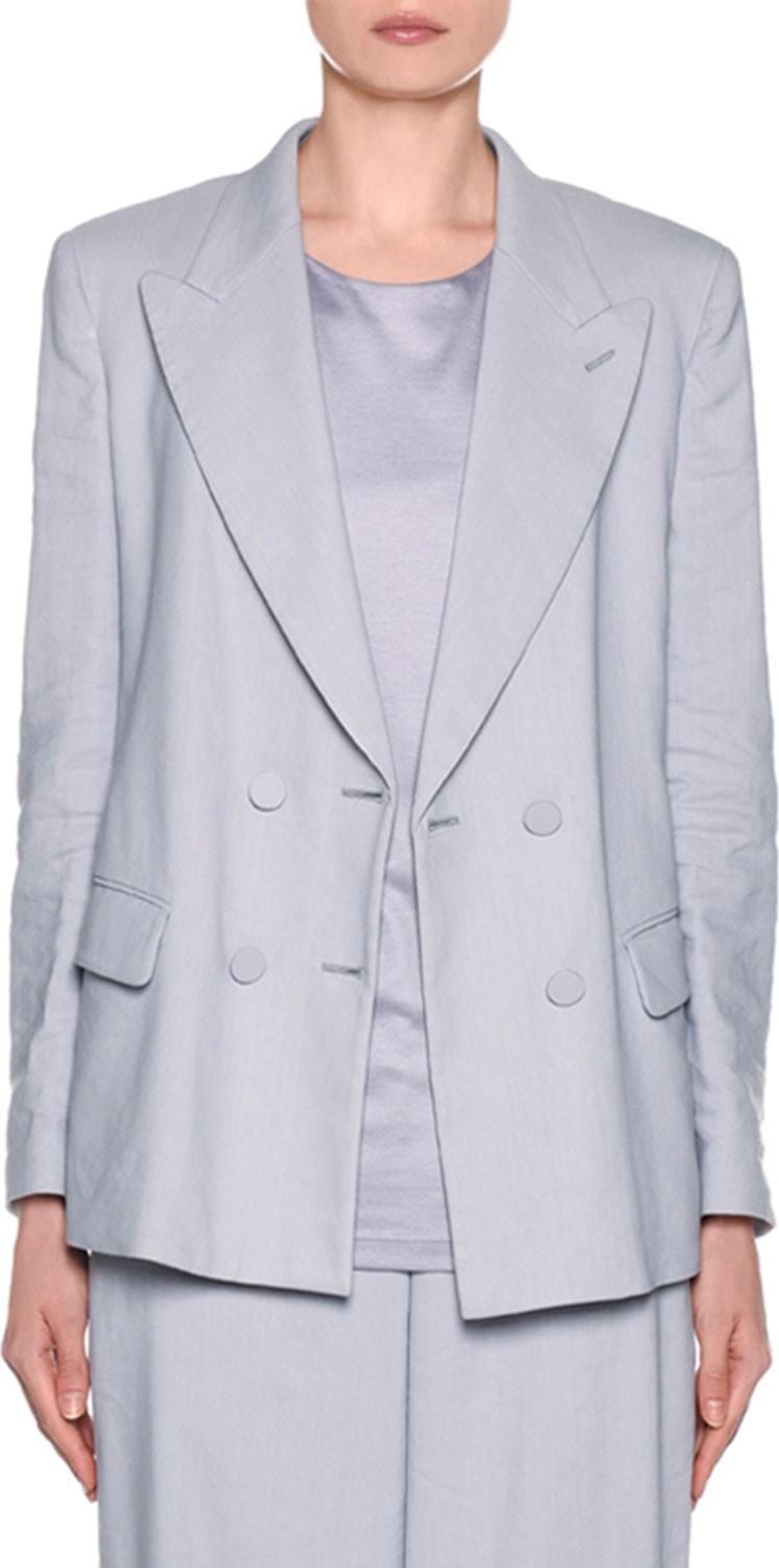 Giorgio Armani Flax Twill Double-Breasted Blazer