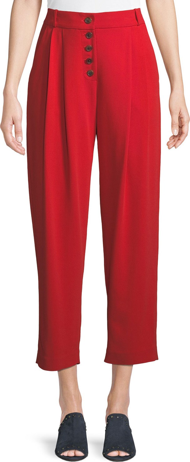 A.L.C. Russel Cropped Button-Fly Crepe Pants