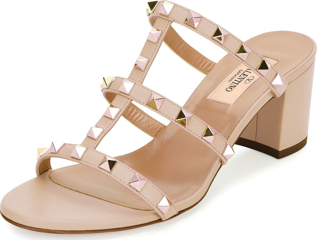 Valentino Rockstud Caged 60mm Slide Sandals