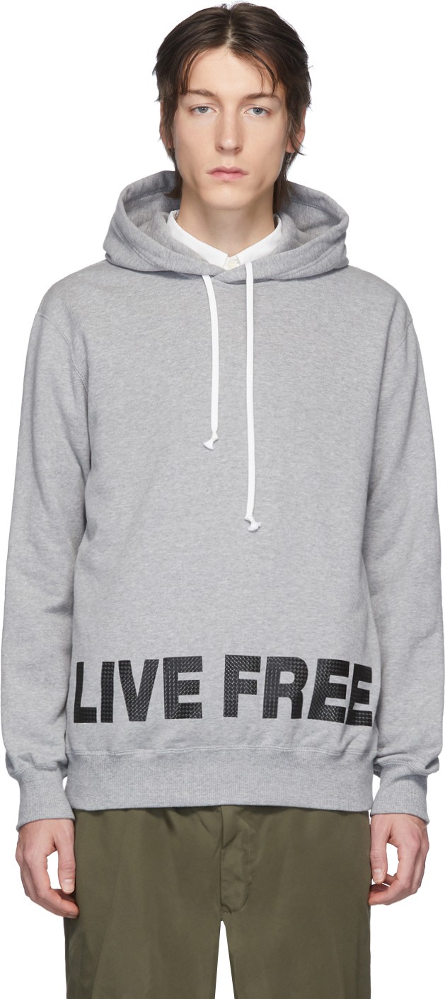 Comme des Garçons Homme Deux Grey 'Live Free' Hoodie