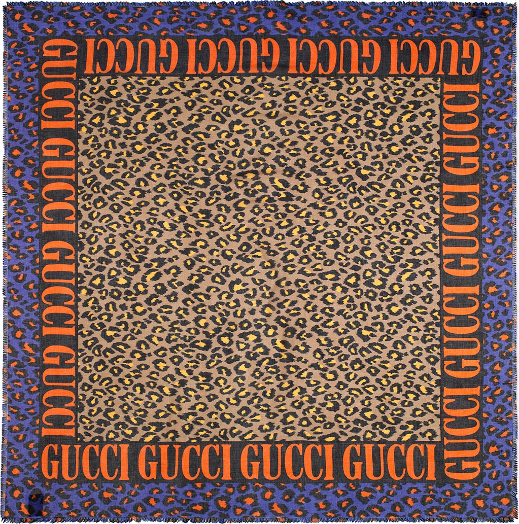 Gucci Modal-Silk Leopard Print Shawl
