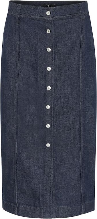 7 For All Mankind Denim midi skirt