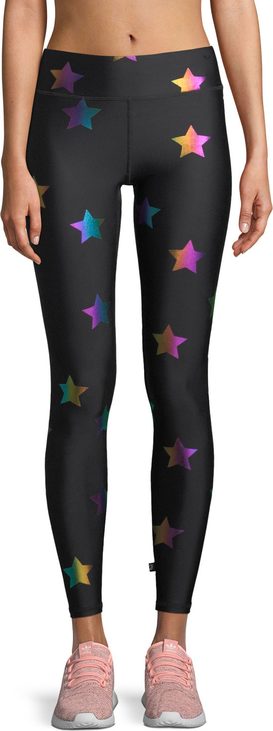 Terez Rainbow Star Foil Printed Tall Band Leggings