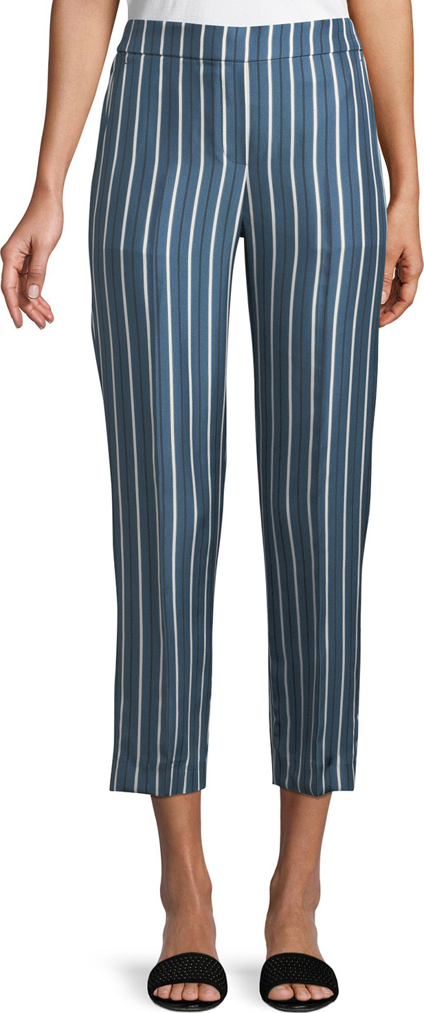 Theory Darby Striped Silk Pull-On Pants
