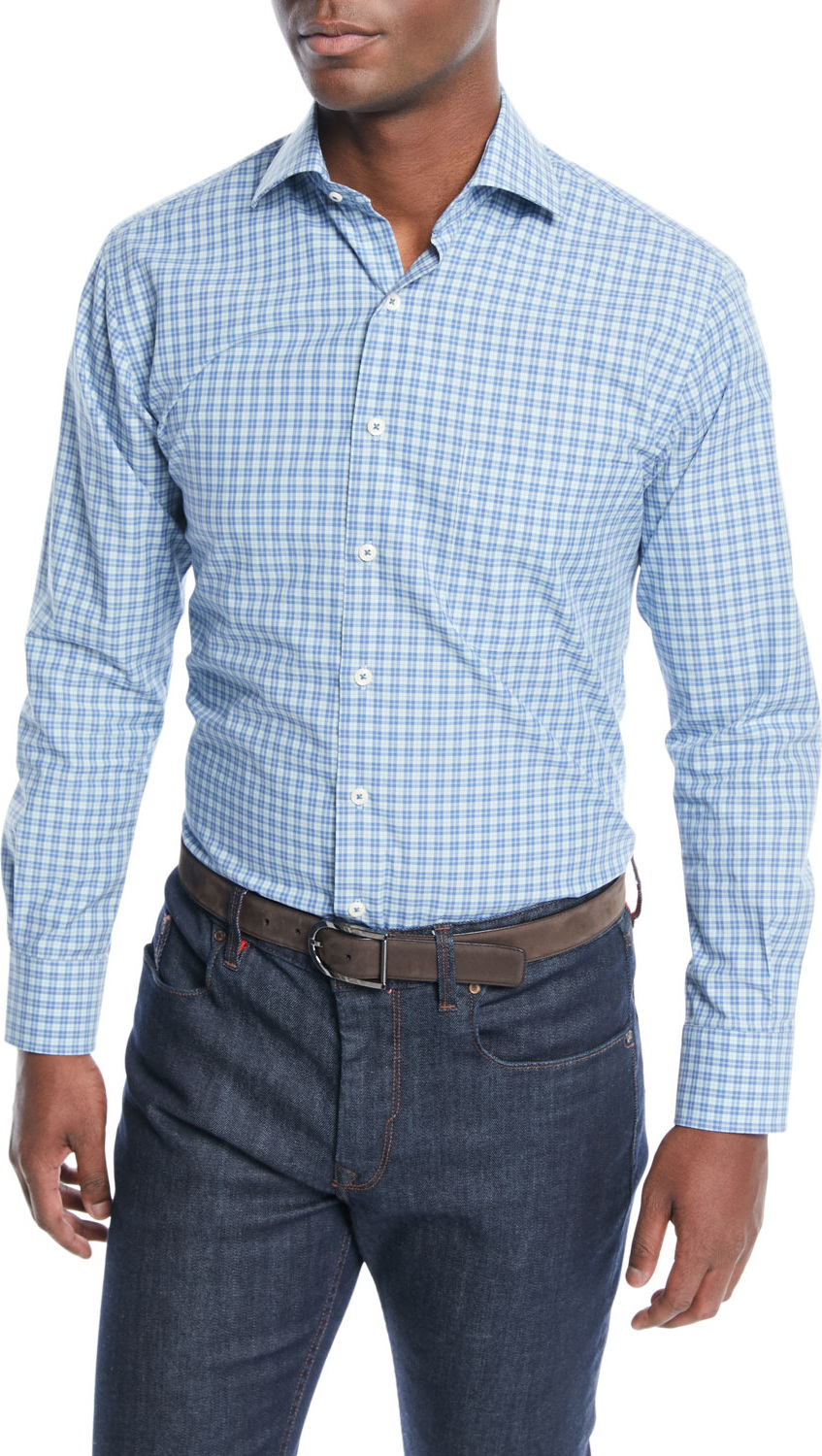 Peter Millar Men's Grimsey Crown Finish Check Sport Shirt