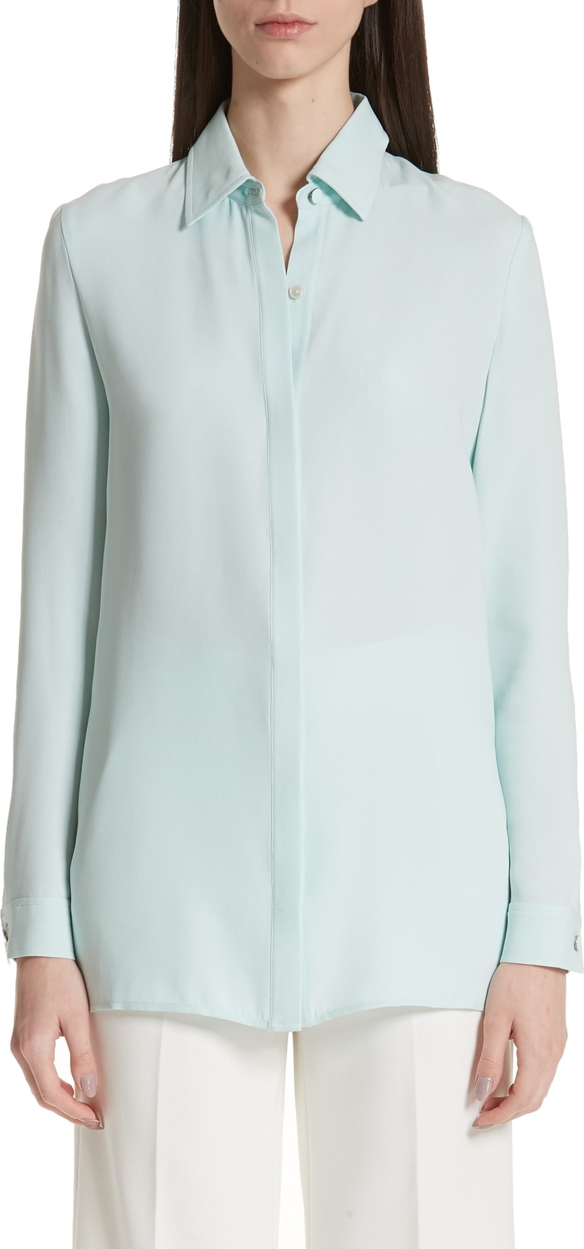 St. John Solid Heavy Georgette Shirt