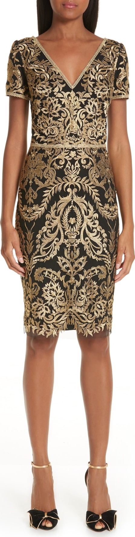 Marchesa Notte Embroidered Sheath Dress