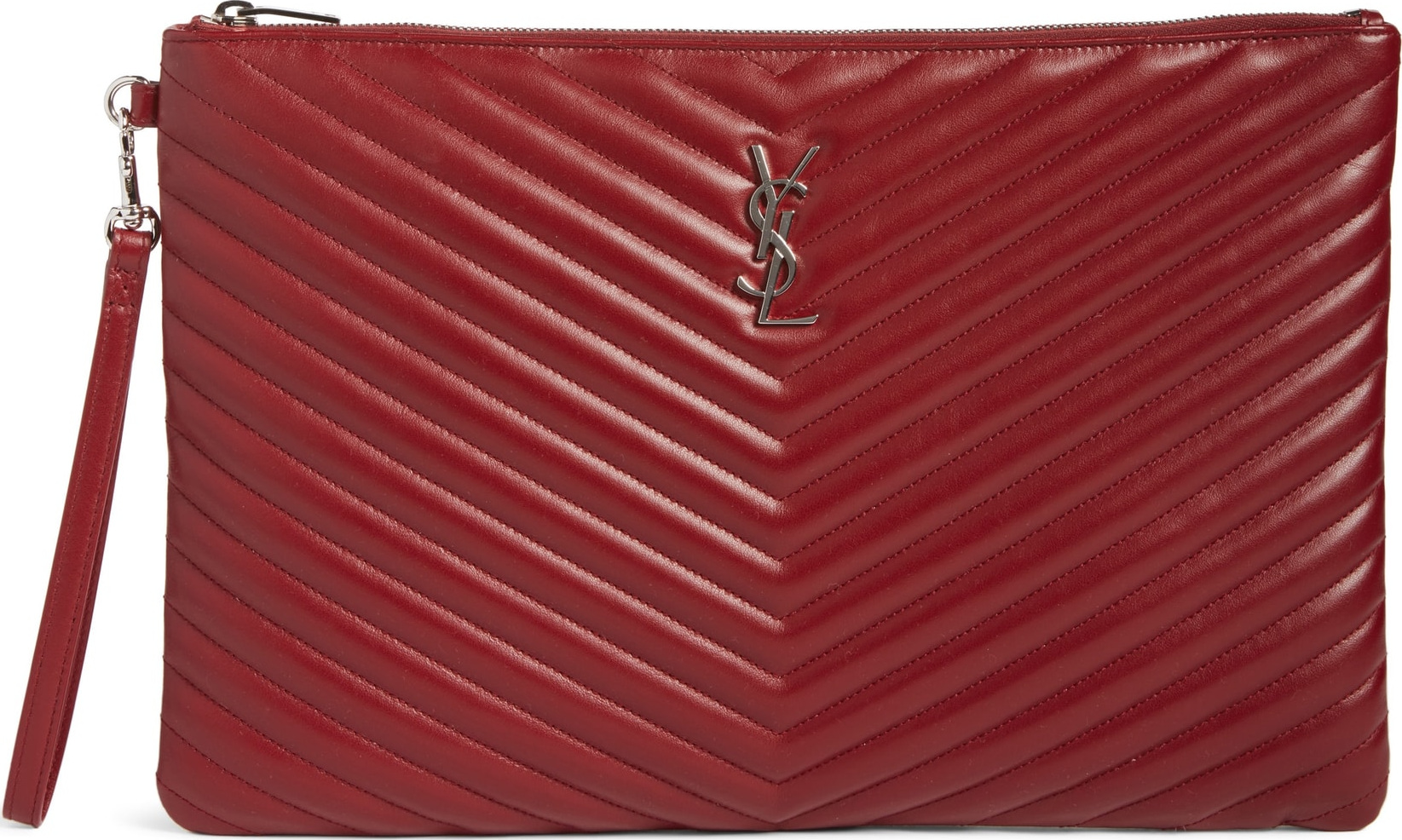 Saint Laurent Large Monogram Matelassé Leather Pouch