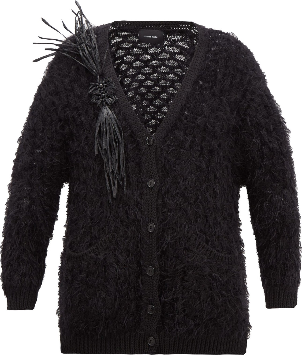 Simone Rocha Vinyl-corsage lace-knitted cardigan