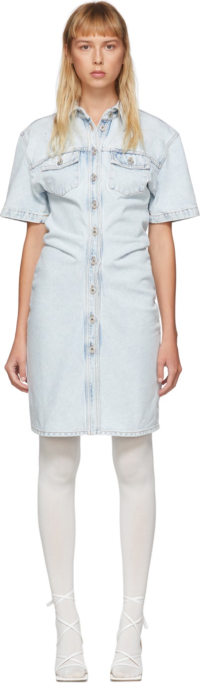 Off White Blue Denim Dress