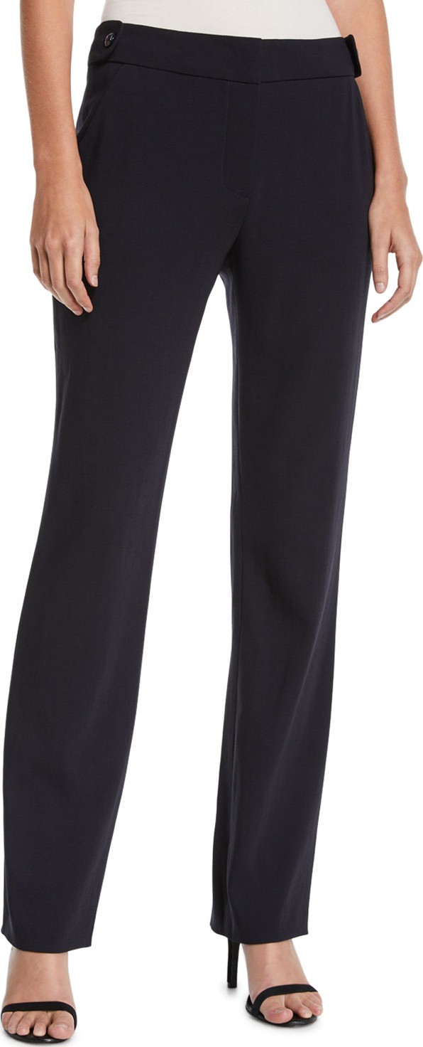 Escada Tanar Straight-Leg Stretch-Wool Pants