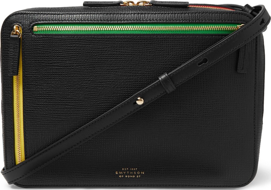 Smythson Cross-Grain Leather Messenger Bag