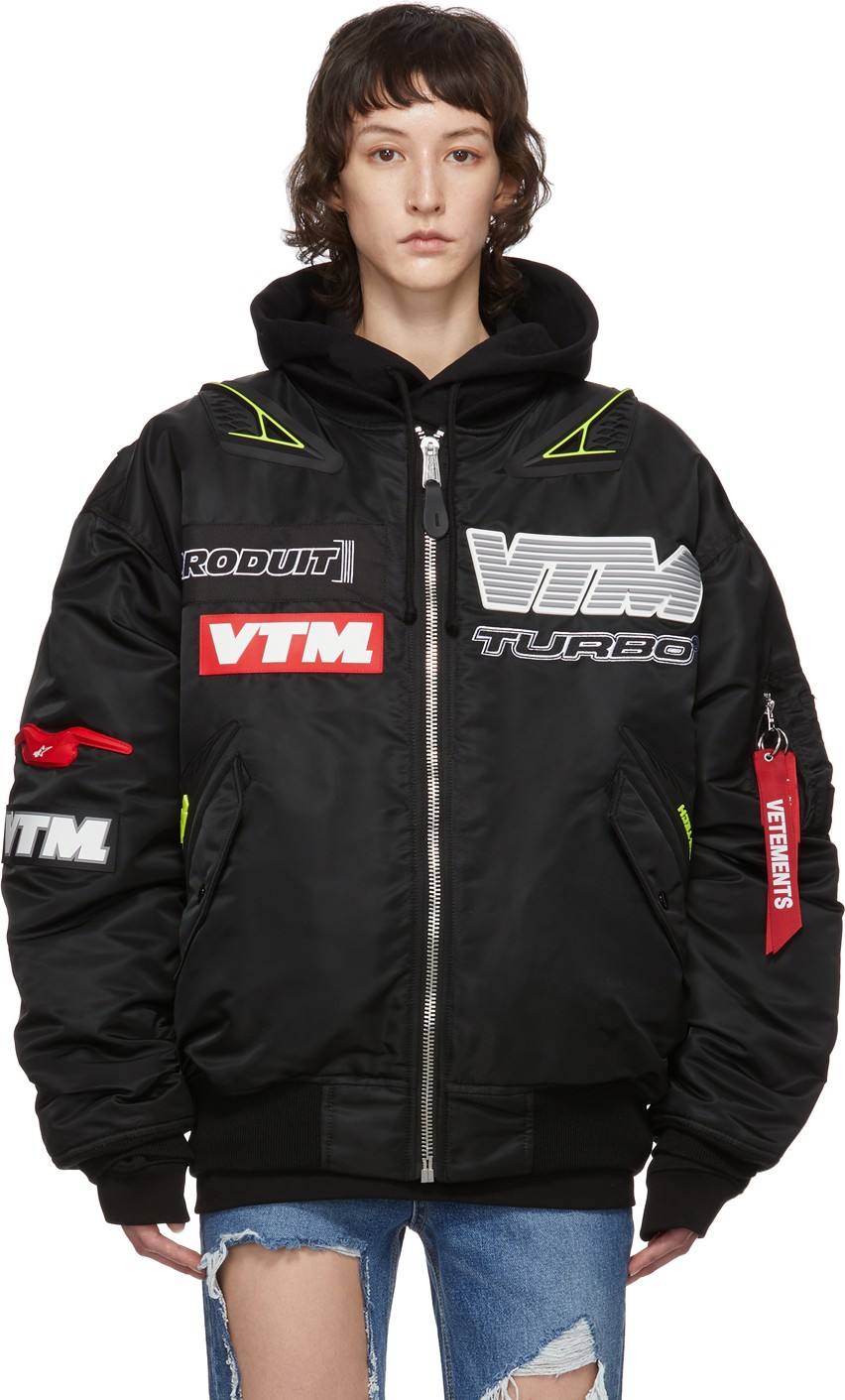 Vetements Black Alpha Industries Edition Motorcycle Bomber Jacket