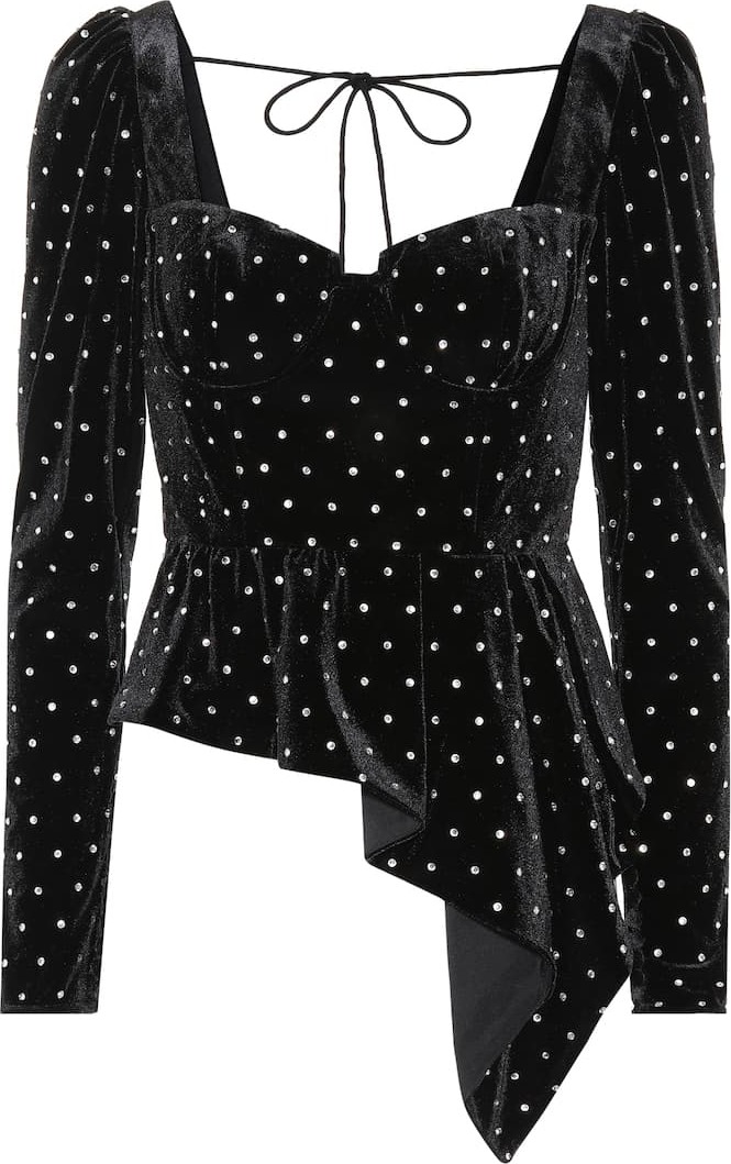 Self Portrait Embellished velvet top