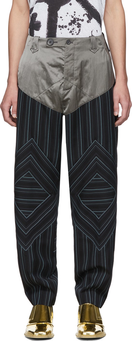Kiko Kostadinov Navy Striped Rhombus Trousers