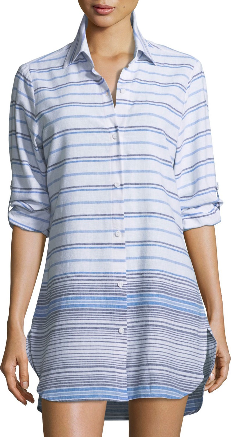 Tommy Bahama Button-Front Striped Linen Beach Shirt