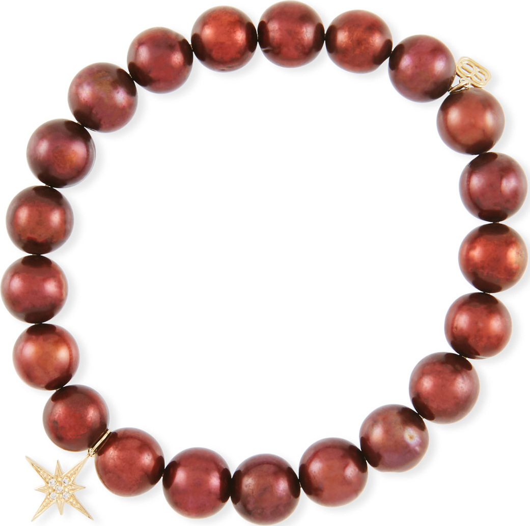 Sydney Evan Potato Pearl Bead Bracelet w/ Starburst Charm