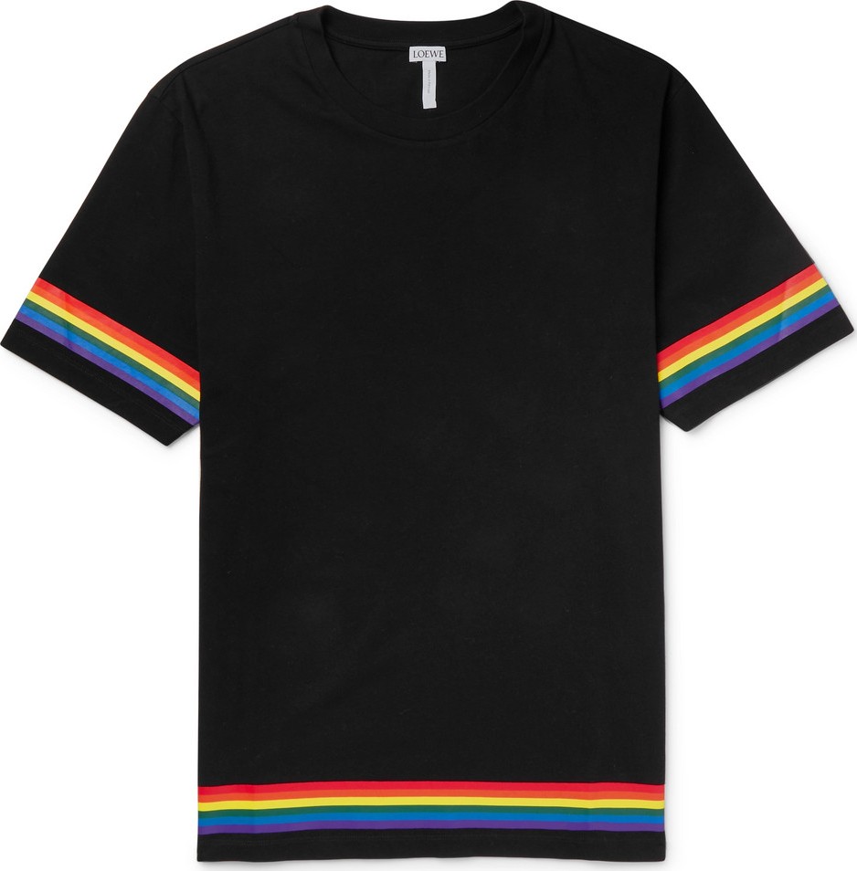 LOEWE Contrast-Tipped Logo-Print Cotton-Jersey T-Shirt