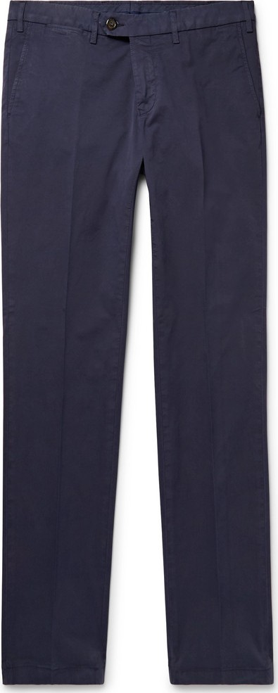 Canali Navy Stretch-Cotton Twill Chinos