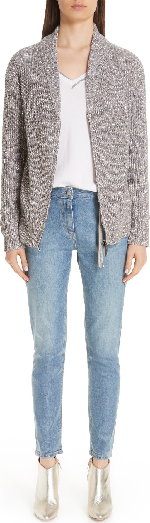 Fabiana Filippi Coated Skinny Jeans with Tassel Charm