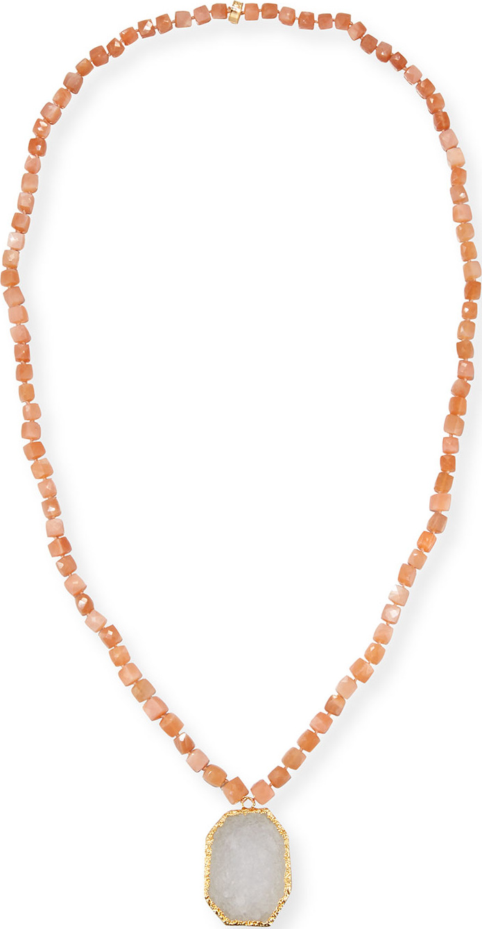 NEST Jewelry Beaded Moonstone Pendant Necklace, Pink