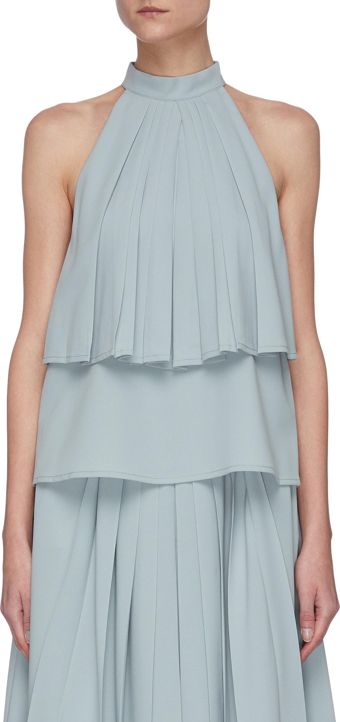 Sans Titre Halter neck pleated layer top